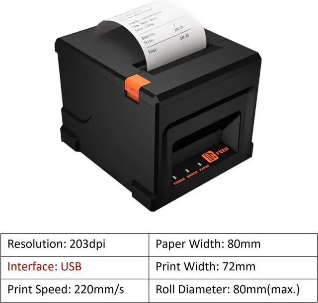 Alt view image 3 of 7 - receipt printer 80mm USB Receipt Printer POS Printer with Auto Cutter Desktop Direct Thermal Printing Compatible with Support ESC/POS for Shipping Business Restaurant Kitchen Supermarket Home Bu