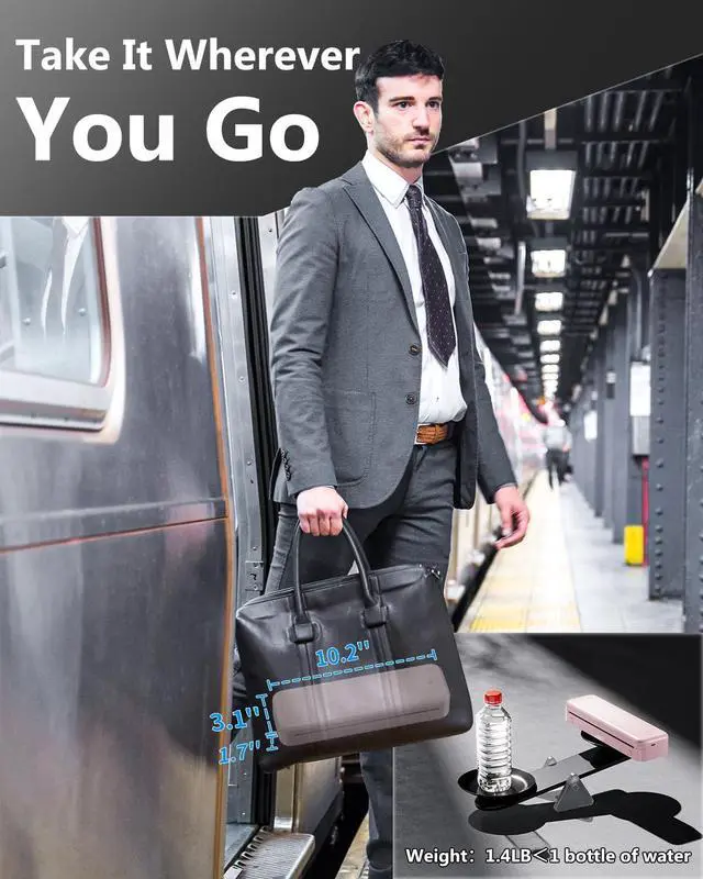 Alt view image 4 of 7 - Itari M834 Portable Printers Wireless for Travel, 300DPI Bluetooth Inkless Printer Support 8.5 x 11 US Letter A4 Thermal Paper, Compatible with Android iOS Laptop, Pink