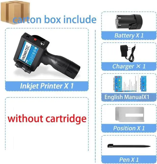 Alt view image 2 of 6 - Wide Coding Applications Handheld Inkjet Printer 28 Language Date Number Logo Expiry Date Label Plastic Carton Handheld Thermal Inkjet Printer Lightweight and Convenient
