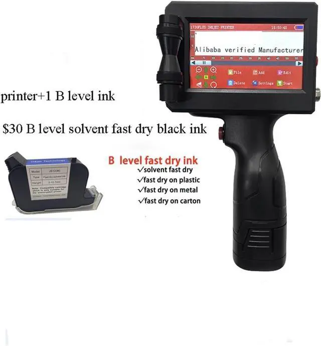 Alt view image 2 of 3 - 25 Languages Smart Printer, Number Logo Label Plastic Carton Handheld Handheld Thermal Inkjet Printer Bag Carton(Printer 1black Ink)