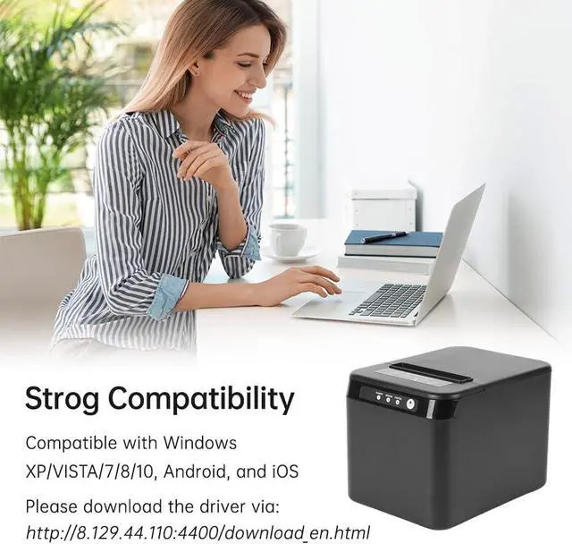 Alt view image 3 of 7 - 80mm Receipt Printer ESC/POS Thermal Printer Desktop Direct Print USB+LAN Connection High Efficiency with Auto Cutter Large Paper Bin for Shipping Busin Restaurant Kitchen Supermarket S