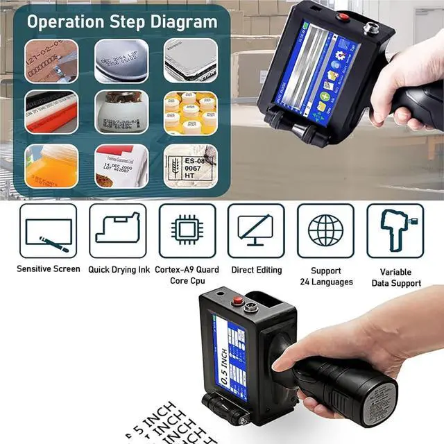 Alt view image 2 of 7 - Handheld Inkjet Printer Gun Portable Handheld Printer, 12.7mm Bulk Qr Code Barcode Printer, Smart Inkjet Fast Dry Printing