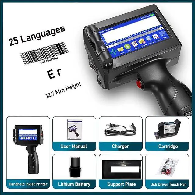Alt view image 6 of 7 - Handheld Inkjet Printer Gun Portable Handheld Printer, 12.7mm Bulk Qr Code Barcode Printer, Smart Inkjet Fast Dry Printing