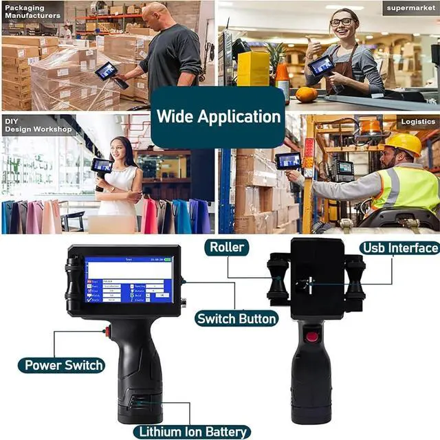 Alt view image 3 of 7 - Handheld Inkjet Printer Gun Portable Handheld Printer, 12.7mm Bulk Qr Code Barcode Printer, Smart Inkjet Fast Dry Printing