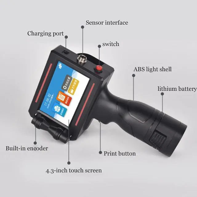 Alt view image 3 of 7 - Portable Handheld Inkjet Printer Gun with 4.3 Quick-Dry Wireless Coder for Exp Dates, Barcodes, QR Codes, Logos, Batch Numbers | Handheld Logo Printer