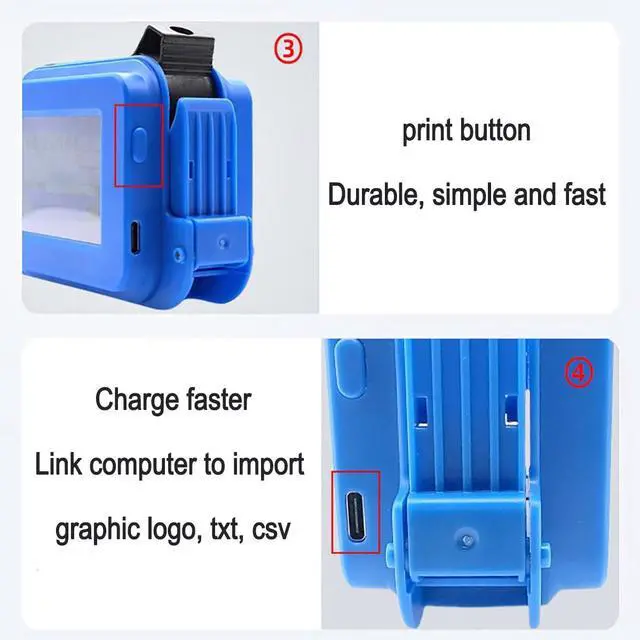 Alt view image 4 of 7 - Mini Handheld Inkjet Printer, with Quick-Drying Ink Pocket & LED Touch Screen Inkjet Printer Gun, for Date/Batch/QRcode/Barcode Handheld Printer/Batch Series Number/Logo