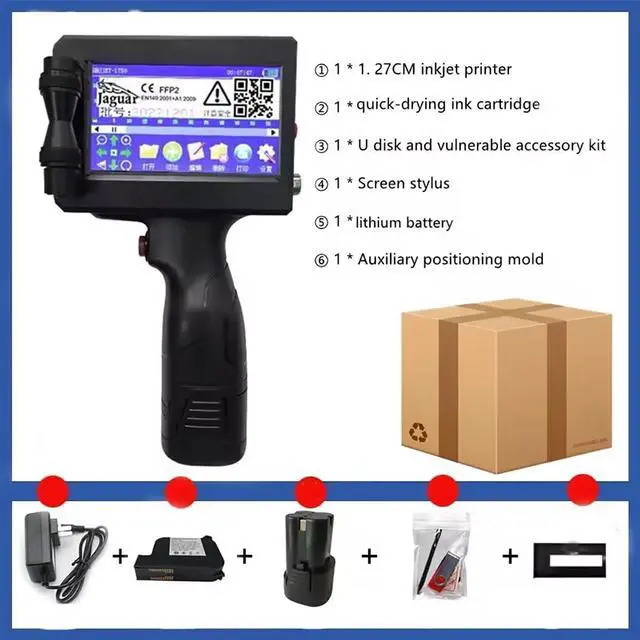 Alt view image 6 of 7 - Handheld Inkjet Printer, with Quick-Drying Ink Pocket, 4.3 Inch LED Touch Screen, for Date/Batch/QRcode/Barcode Handheld Printer/Batch Series Number/Logo On Any Surface