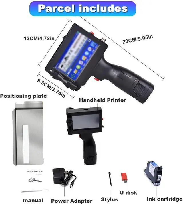 Alt view image 2 of 7 - Handheld Inkjet Date Printer with Quick Drying Ink Cartridge, Automatic Online Inkjet Printer Small Printer Inkjet Coder