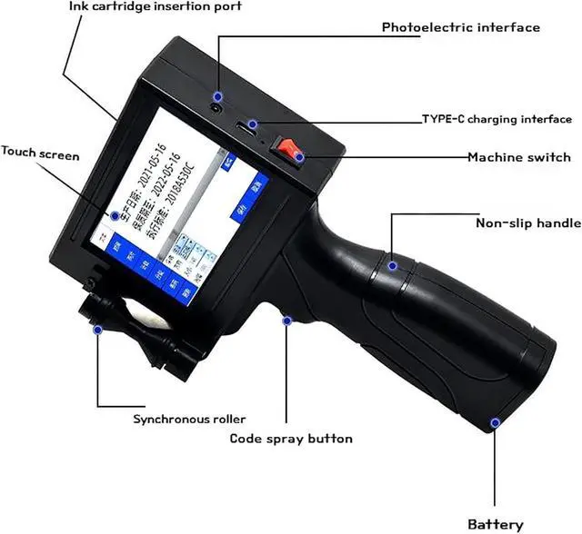 Alt view image 3 of 7 - Handheld Inkjet Date Printer with Quick Drying Ink Cartridge, Automatic Online Inkjet Printer Small Printer Inkjet Coder
