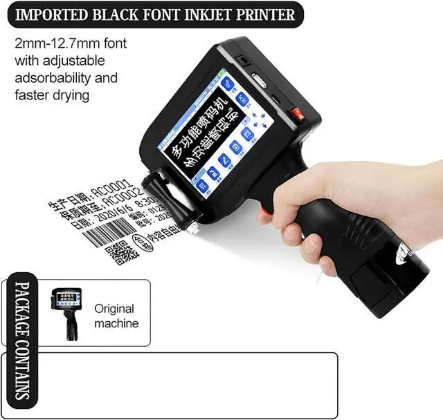 Alt view image 7 of 7 - Handheld Inkjet Date Printer with Quick Drying Ink Cartridge, Automatic Online Inkjet Printer Small Printer Inkjet Coder