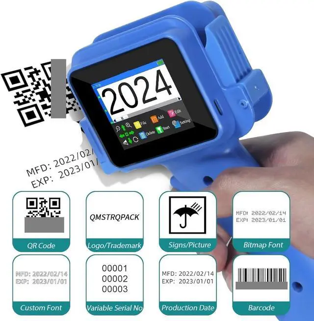 Alt view image 4 of 7 - Mini Inkjet Printer, 12.7mm Mini Handheld Inkjet Printer with Quick-Drying Ink for Text QR Code Barcode Batch Number Logo Date Label Portable Coding Machine,for Text Barcode Batch Number