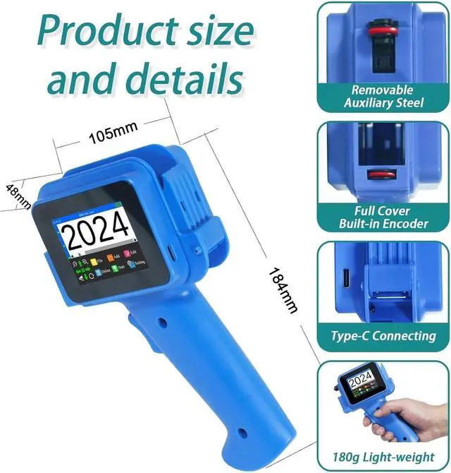 Alt view image 6 of 7 - Mini Inkjet Printer, 12.7mm Mini Handheld Inkjet Printer with Quick-Drying Ink for Text QR Code Barcode Batch Number Logo Date Label Portable Coding Machine,for Text Barcode Batch Number