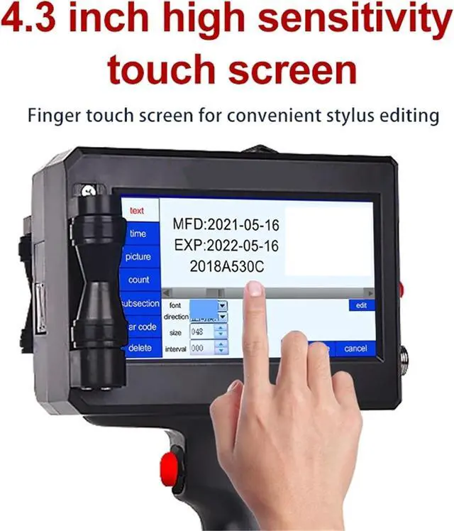 Alt view image 3 of 5 - Mini Inkjet Printer, 12.7mm Portable Handheld Inkjet Printer, Smart Touch Printer, QR Code Digital Identification Expiration Date Label,for Text Barcode Batch Number