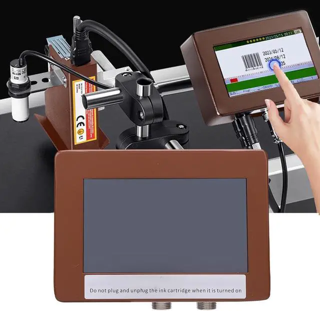 Alt view image 3 of 7 - Diydeg Online Inkjet Printer, 12.7mm 4.3 Inch Touch Screen Portable Coding Machine 42ml Black Ink Mobile Inkjet with USB Import for Text Barcode QR Code Date Logo Printing (US Plug 100240V)