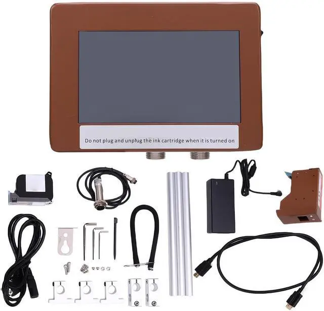 Alt view image 7 of 7 - Diydeg Online Inkjet Printer, 12.7mm 4.3 Inch Touch Screen Portable Coding Machine 42ml Black Ink Mobile Inkjet with USB Import for Text Barcode QR Code Date Logo Printing (US Plug 100240V)