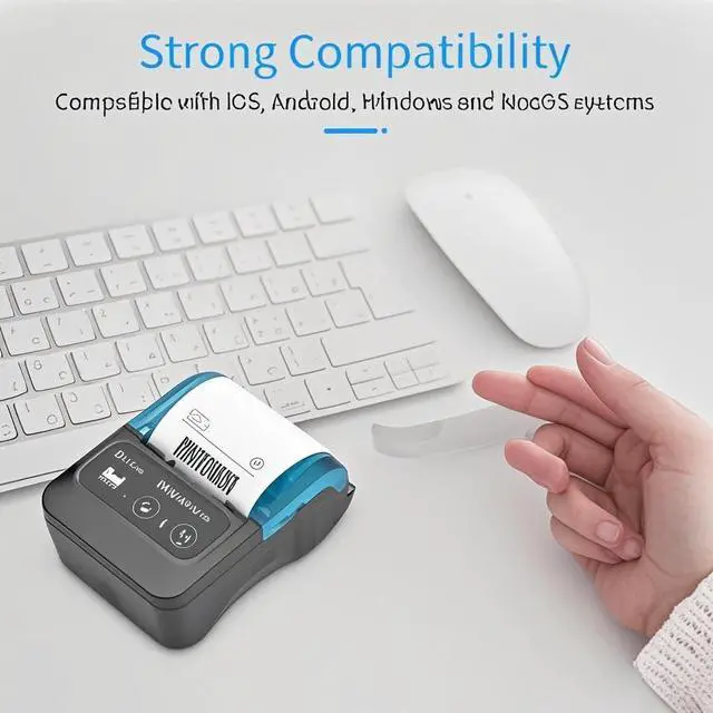 Alt view image 7 of 7 - Portable 58mm Receipt Thermal Printer 2 inches Mobile Pocket Printers with 11 Thermal Paper Roll USB&Wirel Connection Compatible with Windows/Android/iOS for Office Market
