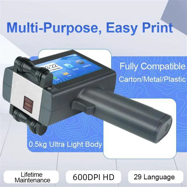 Alt view image 3 of 7 - T10 Upgrade Handheld Inkjet Printer for Printing Text QR Code, B ode, Date, Time, Batch Number on Metal Wood, Glass Cloth, Paper Boxes, and Plastic (Handheld Inkjet Printer)