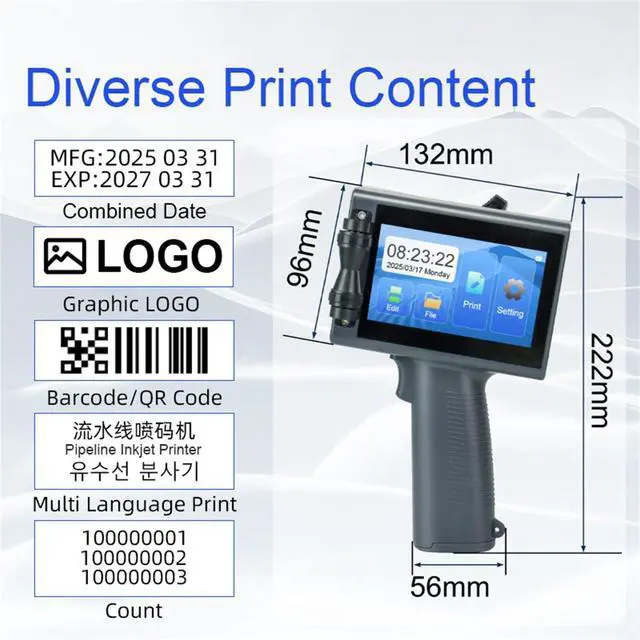 Alt view image 4 of 7 - T10 Upgrade Handheld Inkjet Printer for Printing Text QR Code, B ode, Date, Time, Batch Number on Metal Wood, Glass Cloth, Paper Boxes, and Plastic (Handheld Inkjet Printer)