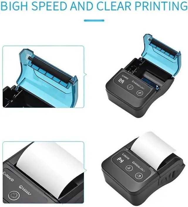 Alt view image 5 of 7 - Portable 58mm Receipt Thermal Printer 2 inches Mobile Pocket Printers with 11 Thermal Paper Roll USB&Wirel Connection Compatible with Windows/Android/iOS for Office Market Blue 11pcs Paper roll