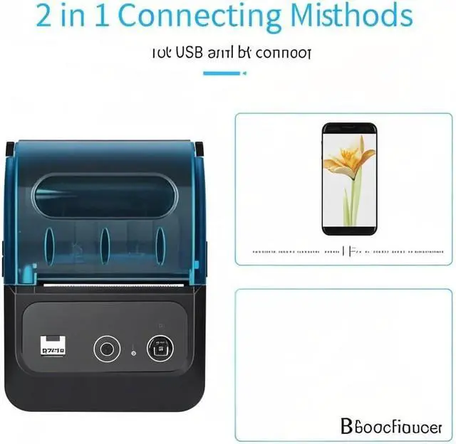 Alt view image 3 of 7 - Portable 58mm Receipt Thermal Printer 2 inches Mobile Pocket Printers with 11 Thermal Paper Roll USB&Wirel Connection Compatible with Windows/Android/iOS for Office Market Blue 11pcs Paper roll