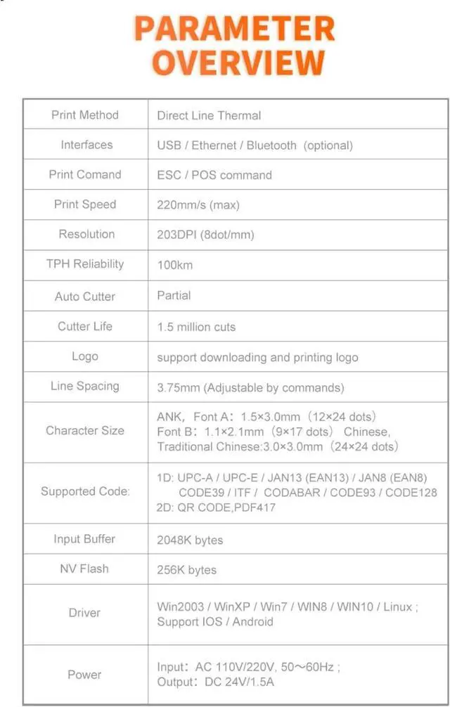 Alt view image 2 of 7 - 80mm USB Receipt Printer POS Printer with Auto Cutter Desktop Direct Thermal Printing Compatible with Support ESC/POS for Shipping Busin Restaurant Kitchen Supermarket Home Busin Retail Store