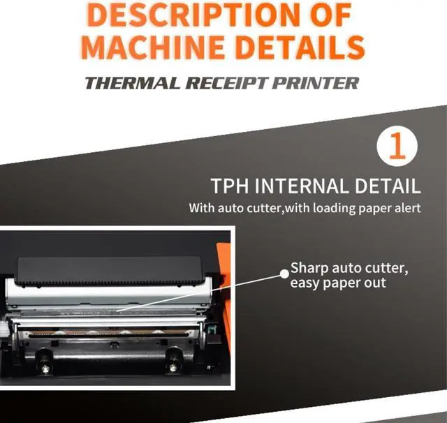 Alt view image 4 of 7 - 80mm USB Receipt Printer POS Printer with Auto Cutter Desktop Direct Thermal Printing Compatible with Support ESC/POS for Shipping Busin Restaurant Kitchen Supermarket Home Busin Retail Store