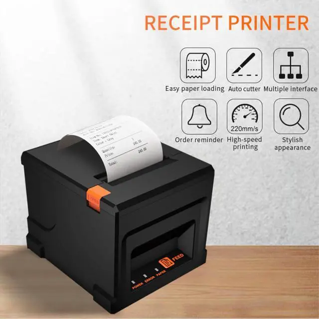 Alt view image 5 of 7 - 80mm USB Receipt Printer POS Printer with Auto Cutter Desktop Direct Thermal Printing Compatible with Support ESC/POS for Shipping Busin Restaurant Kitchen Supermarket Home Busin Retail Store