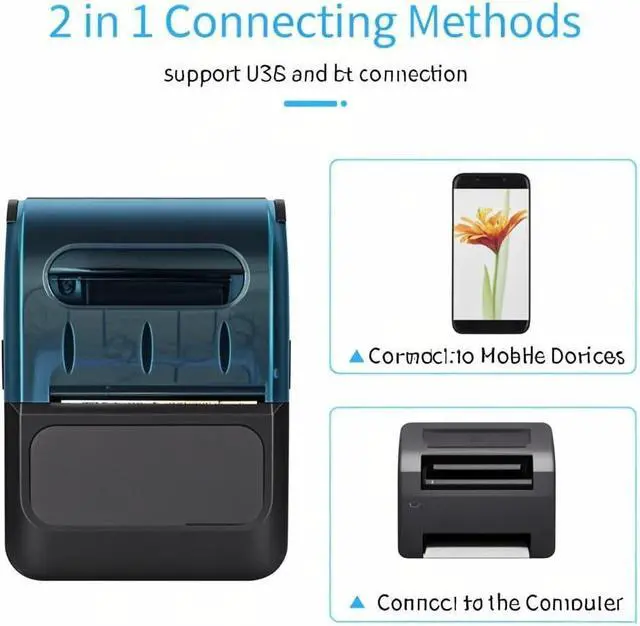 Alt view image 4 of 7 - Portable 58mm Receipt Thermal Printer 2 inches Mobile Pocket Printers with 11 Thermal Paper Roll USB&Wirel Connection Compatible with Windows/Android/iOS for Office Market