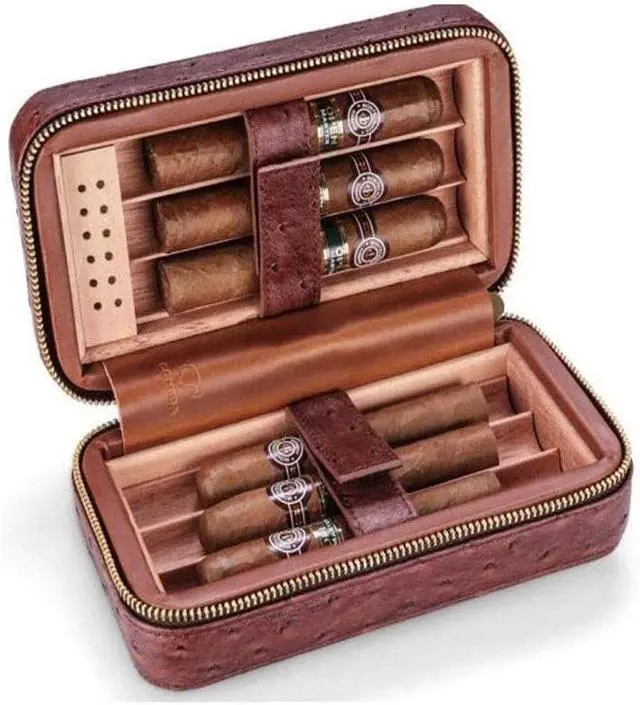 Main image of Cigar Box, Cigar Humidor Travel Portable 6 Sticks Sealed Lining Cedar Wood Decorative Box