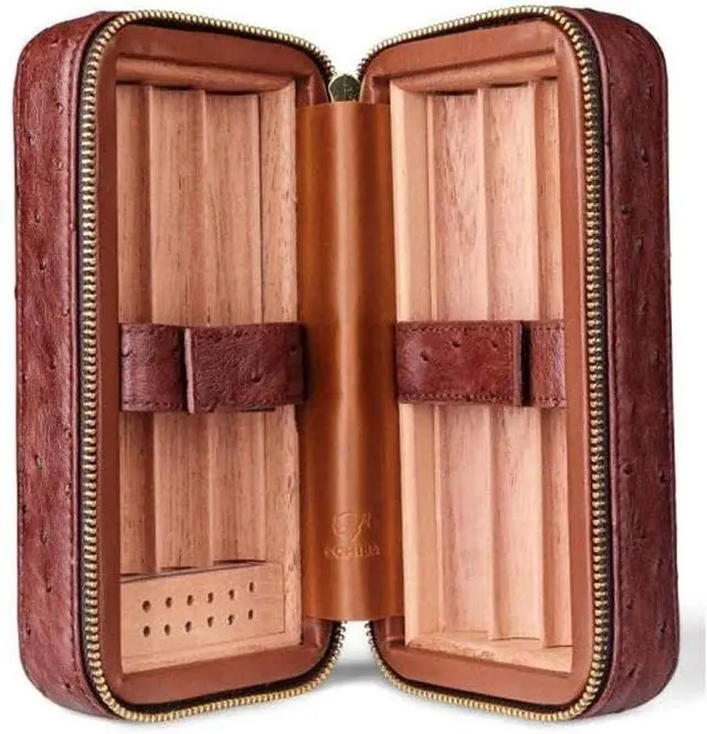 Alt view image 3 of 5 - Cigar Box, Cigar Humidor Travel Portable 6 Sticks Sealed Lining Cedar Wood Decorative Box