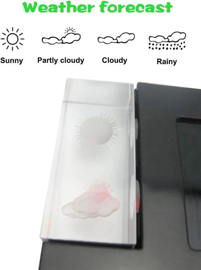 Alt view image 3 of 7 - Wall Clock, RF Wireless Weather Station Digital Table Clock, 3D Crystal with Outdoor Sensor Weather Forecast Radio Weather Station Thermometer Remote Sensor Snooze Alarm Clock