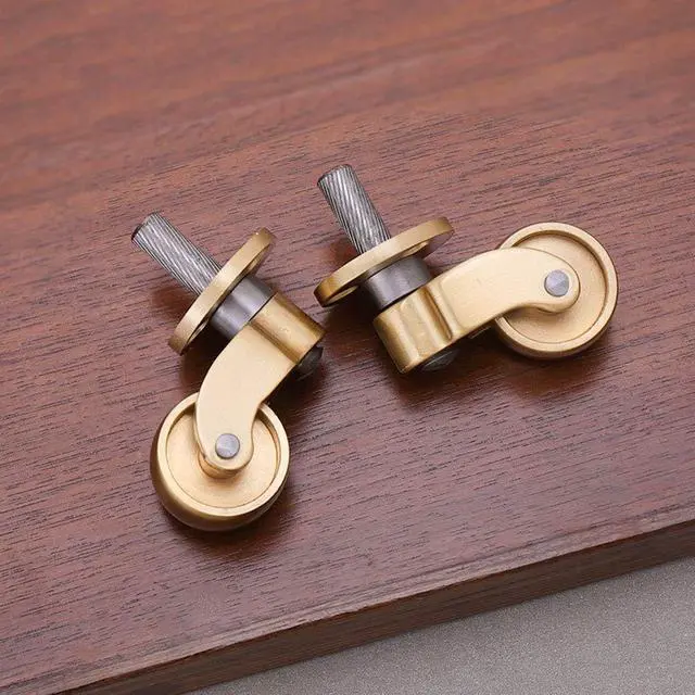 Alt view image 2 of 7 - 4*; Brass Caster Wheels Antique Swivel Castor Wheel 25mm Furniture Casters with Stem 7mm for Sofa/Table/Chairs Load Capacity 150Kg