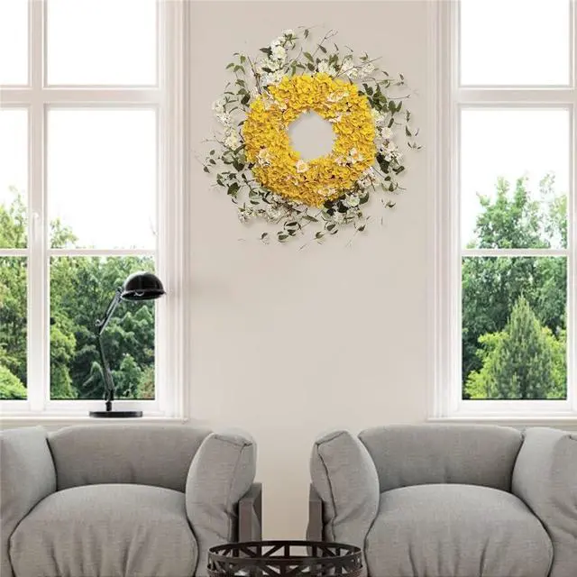 Alt view image 2 of 4 - Daffodil Lane Wreath Beautiful Artificial Spring Wreaths Decorative Farmhouse Wreath Home Decoration for Porch (D 11.8 inch)