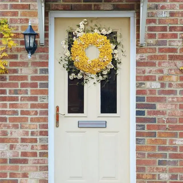 Alt view image 3 of 4 - Daffodil Lane Wreath Beautiful Artificial Spring Wreaths Decorative Farmhouse Wreath Home Decoration for Porch (D 11.8 inch)