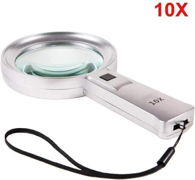 Alt view image 2 of 7 - Magnifying Glass Led Magnifier,10x Illuminated Magnifier Handheld with 6 Led Lights Reading Magnifying Glass Double Glass Lens for Seniors Read, Coins, Stamps, Map, Insp