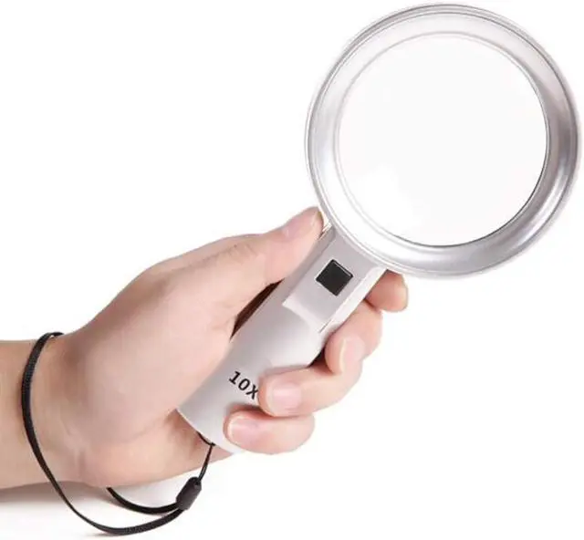 Main image of Magnifying Glass Led Magnifier,10x Illuminated Magnifier Handheld with 6 Led Lights Reading Magnifying Glass Double Glass Lens for Seniors Read, Coins, Stamps, Map, Insp
