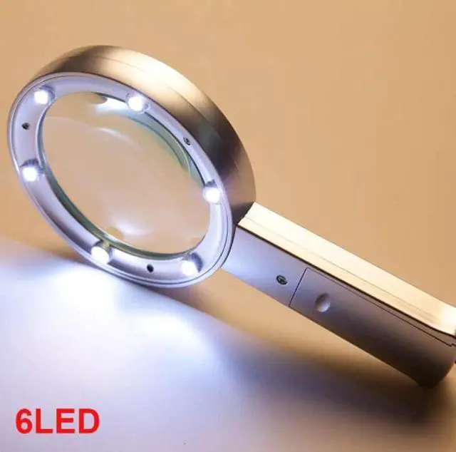 Alt view image 4 of 7 - Magnifying Glass Led Magnifier,10x Illuminated Magnifier Handheld with 6 Led Lights Reading Magnifying Glass Double Glass Lens for Seniors Read, Coins, Stamps, Map, Insp