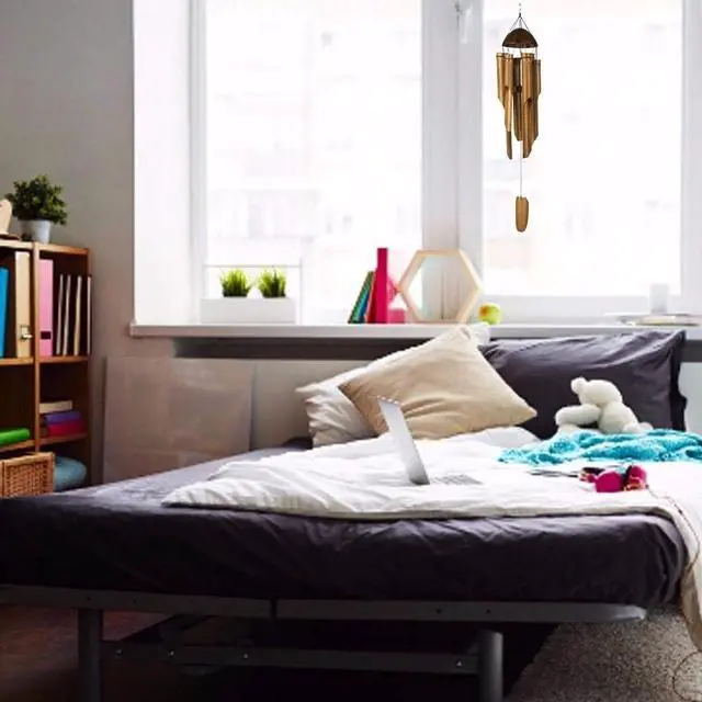 Alt view image 2 of 6 - Wind Chimes Big Bell Craft Wood Handmade Indoor and Outdoor Wall Hanging Wind Chime Room Home Decoration Wind Chimes