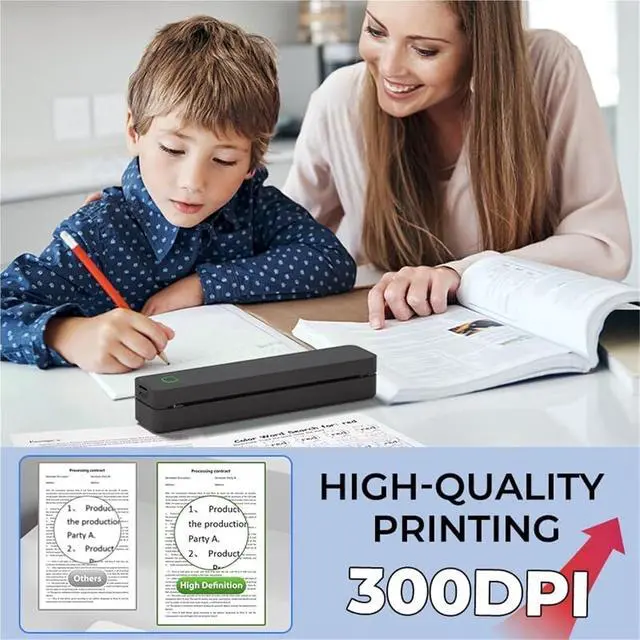 Alt view image 3 of 7 - Saker Sakerplus Wireless Thermal Mobile Printer,Bluetooth Portable Printer for Travel,Support 8.5" x 11" US Letter and A4, for Home, Office and Car Use(Black)