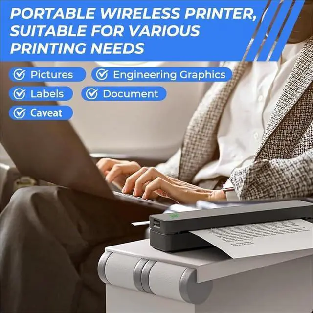 Alt view image 5 of 7 - Saker Sakerplus Wireless Thermal Mobile Printer,Bluetooth Portable Printer for Travel,Support 8.5" x 11" US Letter and A4, for Home, Office and Car Use(Black)