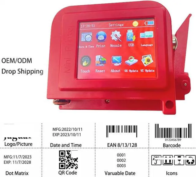 Alt view image 5 of 5 - Handheld Printer, Portable Mini Printer Wood Printer Logo Expiry Date 12.7mm Handheld Inkjet Printer,for Small Industrial