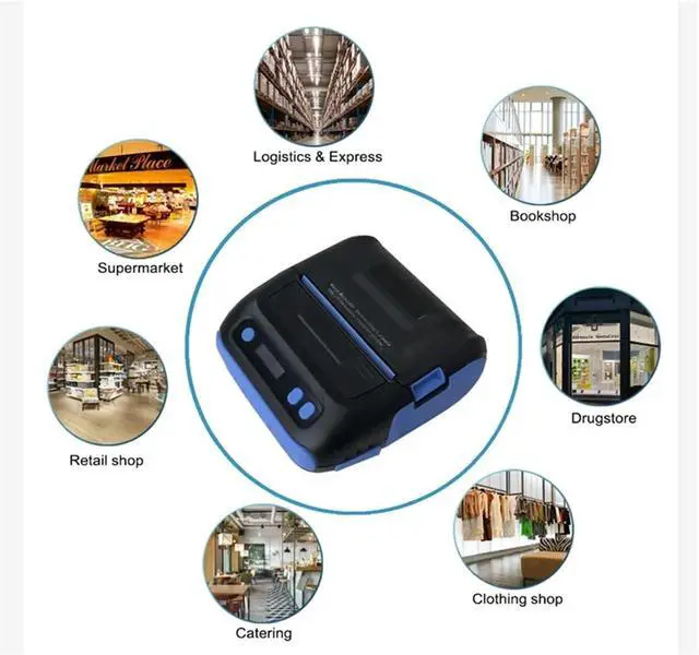 Alt view image 7 of 7 - Mini Inkjet Printer, 80mm Wireless Bluetooth Thermal Receipt Printer  2-Inch Portable Label and Sticker Printer, Mini POS Receipt Label Maker for e Payment, Retail, Shipping,for Text Barcode