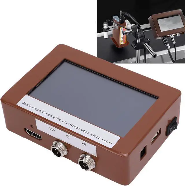 Alt view image 4 of 7 - Diydeg Online Inkjet Printer, 12.7mm 4.3 Inch Touch Screen Portable Coding Machine 42ml Black Ink Mobile Inkjet with USB Import for Text Barcode QR Code Date Logo Printing (US Plug 100240V)