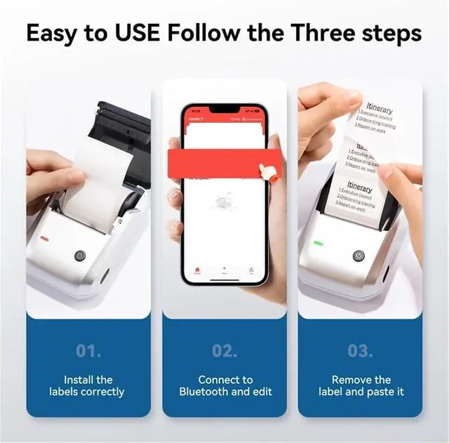 Alt view image 3 of 7 - Mini Inkjet Printer, Portable Thermal Printer, Label Printer, Mini Bluetooth Sticker Printer, Supports Smartphones and Computers,for Text Barcode Batch Number(Blue)