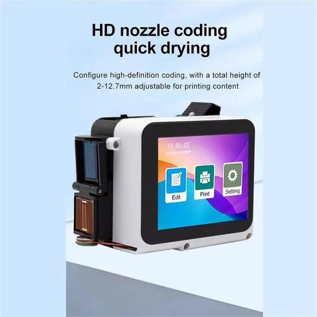 Alt view image 5 of 7 - Handheld Printer, 12.7mm Mini Handheld Inkjet Printer Nozzle QR Batch Date Number Logo Expiry Date Coding Machine Portable,for Small Industrial