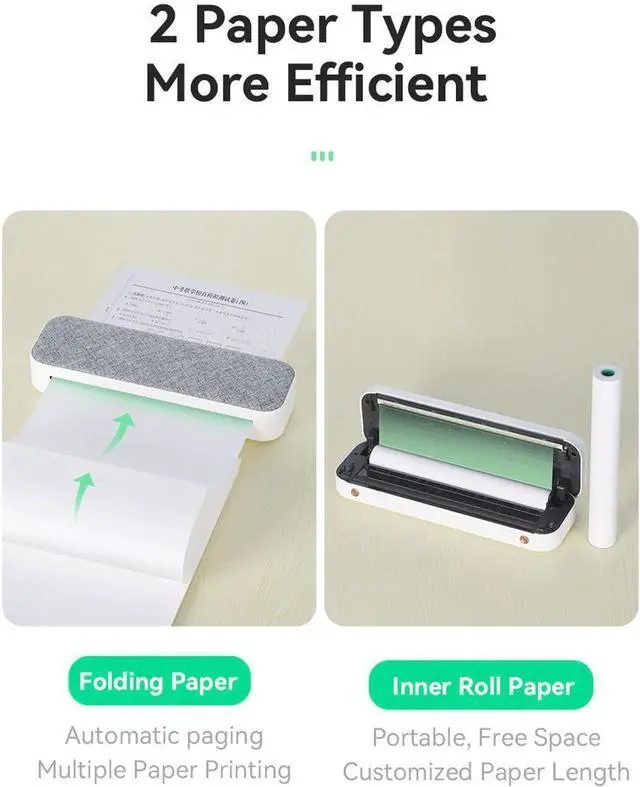 Alt view image 4 of 7 - Thermal Printer, Bluetooth Receipt Printer Wireless Mobile Printer Inkless Printing Machine, Portable Paper Printer for Office School Home