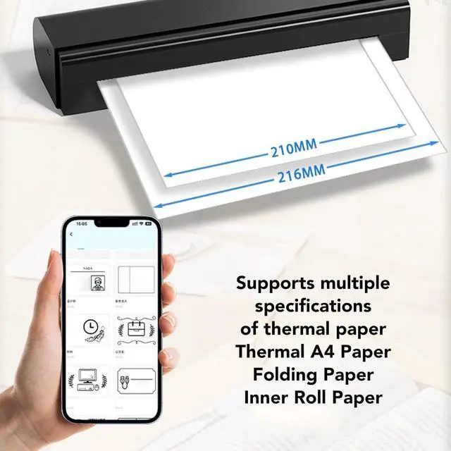 Alt view image 3 of 7 - Fafeicy Portable Inkless Printer, Wireless Thermal Printer with Bluetooth USB, Compact Travel Printer for Home Office Use