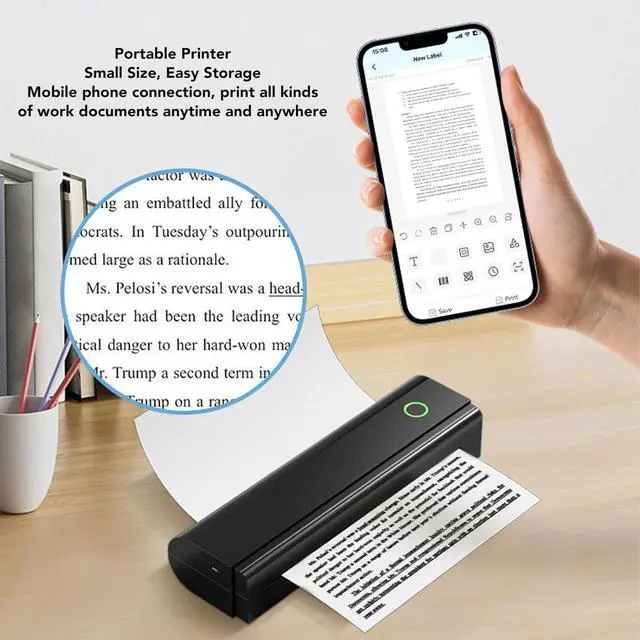 Alt view image 6 of 7 - Fafeicy Portable Inkless Printer, Wireless Thermal Printer with Bluetooth USB, Compact Travel Printer for Home Office Use