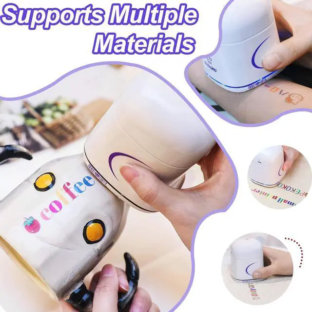 Alt view image 2 of 7 - Mini Handheld Color Printer Portable Inkjet Printer,APP for Customized Text, Barcodes, QR Code,Pictures,Logo,Date,Label,Sticker,Tattoos,for Paper,Wood, Clothes