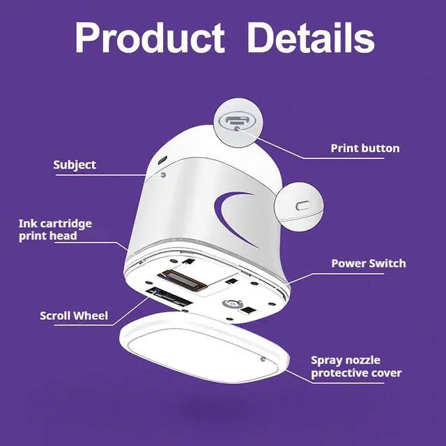 Alt view image 6 of 7 - Mini Handheld Color Printer Portable Inkjet Printer,APP for Customized Text, Barcodes, QR Code,Pictures,Logo,Date,Label,Sticker,Tattoos,for Paper,Wood, Clothes